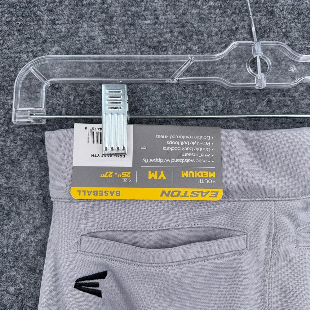 Easton Pro+ Baseball Pants Youth Medium YM 100% Polyester Grey